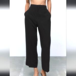 Zara NWT Black High Waisted Straight Leg Trousers Pants Size Medium